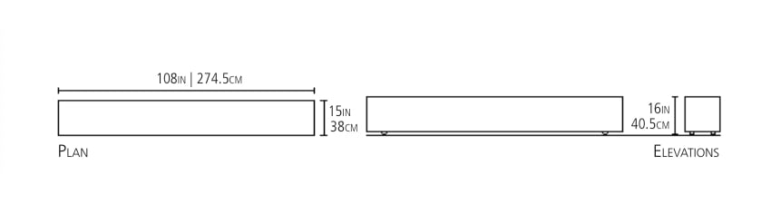 The Atlas Bench is customizable in its length, with options up to 30 feet.