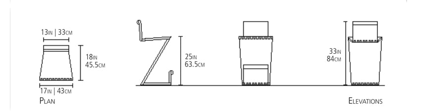 This is an image of the Zee Counter Stool's measurements.