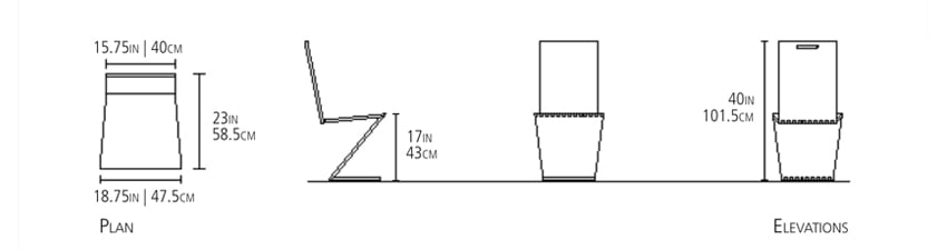 This image shows the Zee Head Chair measurements